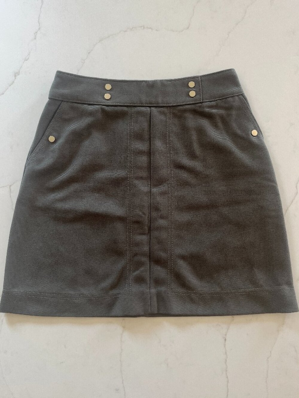 H&M Army Green High-Waisted A-Line Mini-Skirt Size 4